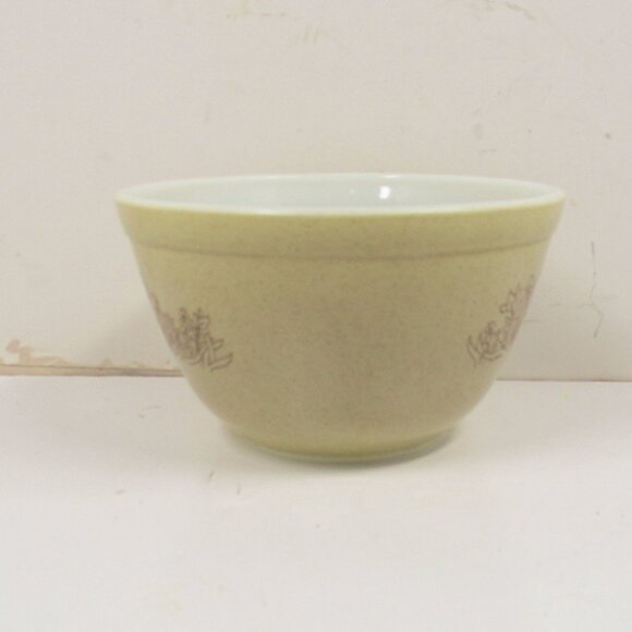 Vintage Pyrex Mixing Bowl 401 Forest Fancies Mushrooms Brown Tan Small 750ml - Picture 5 of 7